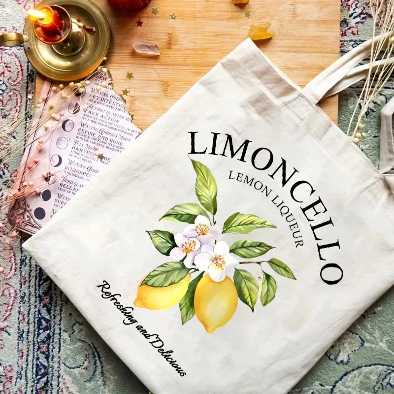 Lemon Print Canvas Tote Bag — Swuffy