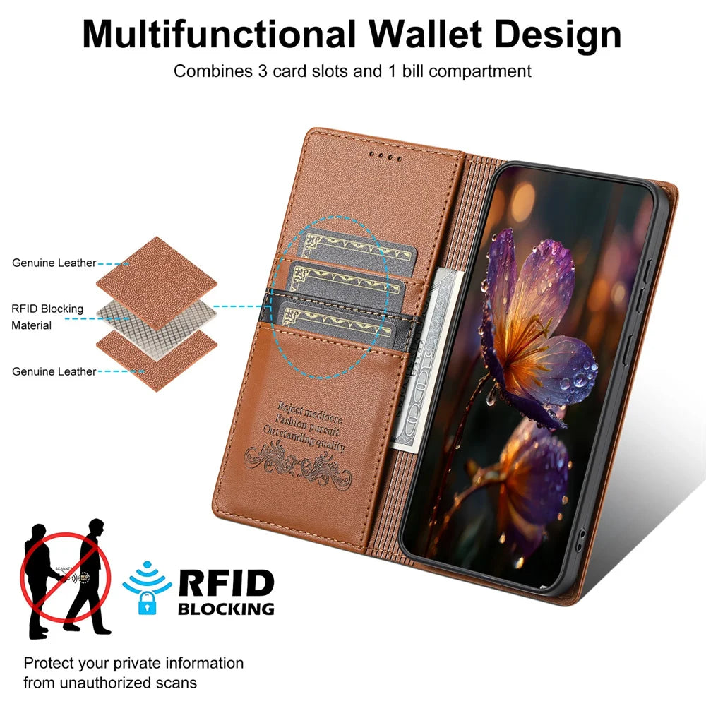 Magnetic Flip Leather Rfid Wallet — Swuffy