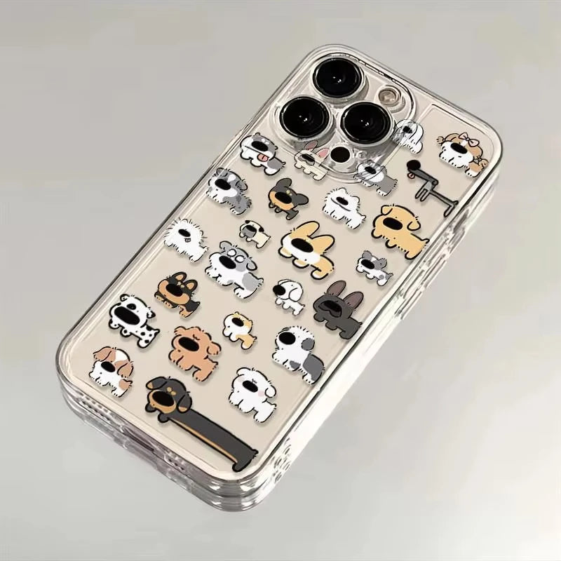 Cartoon Dog Pattern Clear Phone — Swuffy