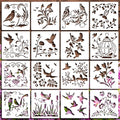 Reusable Templates Birds Flowers Painting — Swuffy