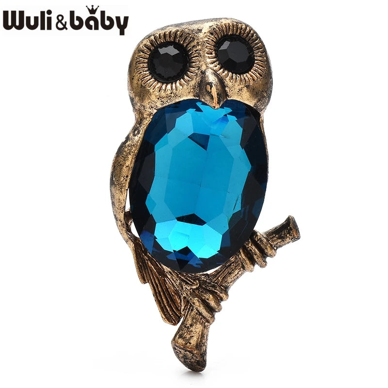 Wuli&baby Vintage Crystal Owl Brooches — Swuffy