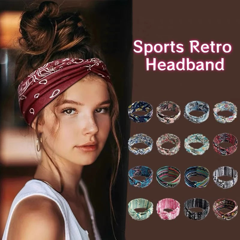 Retro Headbands Printed Wide Knotted — Swuffy