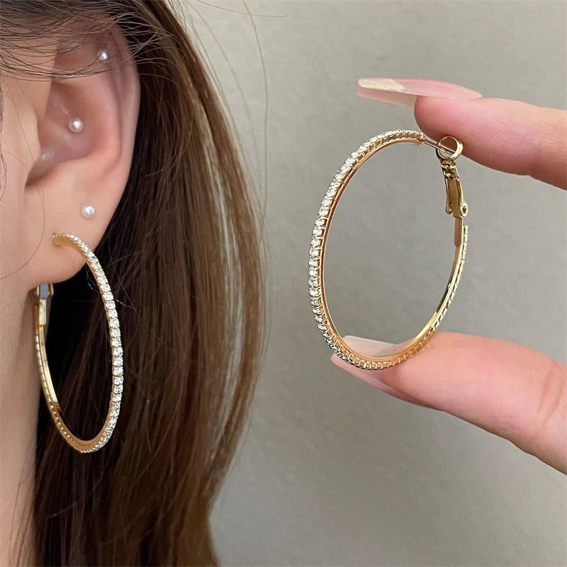Exquisite Full Rhinestone Hoop Earrings — Swuffy