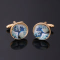 Golden Great Wave Kanagawa Cufflinks — Swuffy