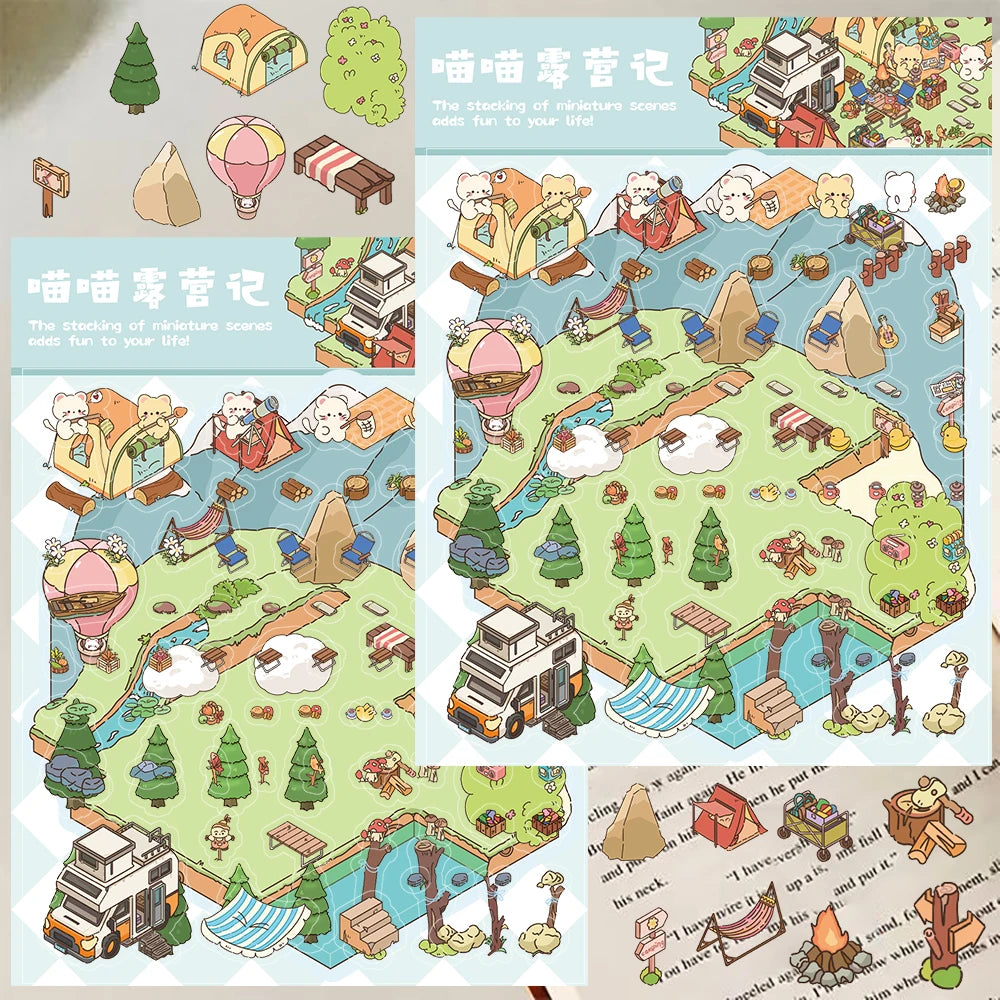 Cartoon Meow Meow Camping Notes — Swuffy
