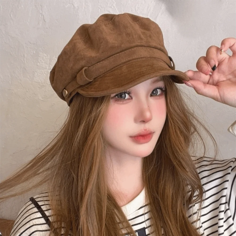 Versatile Short Brim Suede Berets — Swuffy