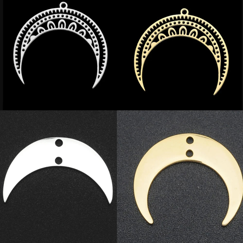 Stainless Steel Twisted Moon Charms — Swuffy