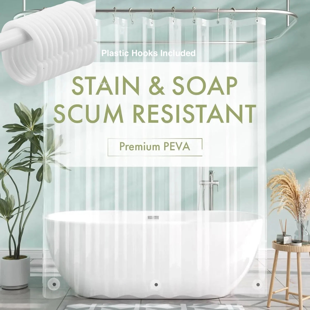 Lightweight Waterproof Clear Shower Curtain — Swuffy