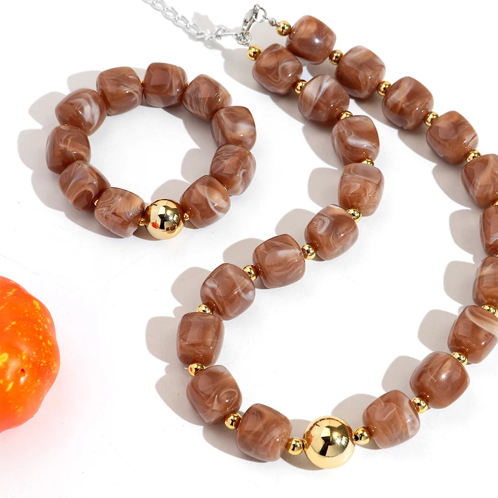 Acrylic Square Beads Chain Necklace — Swuffy