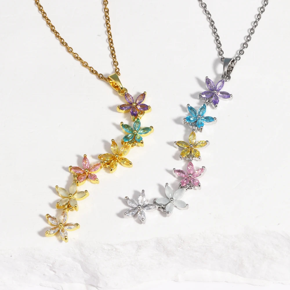 Shiny Cubic Zirconia Flower Pendant — Swuffy