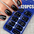 Short Square Black Fake Nail — Swuffy