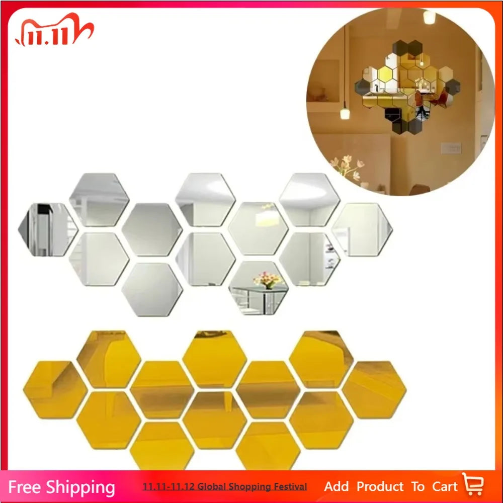 Hex Small Mirror Stickers Acrylic — Swuffy