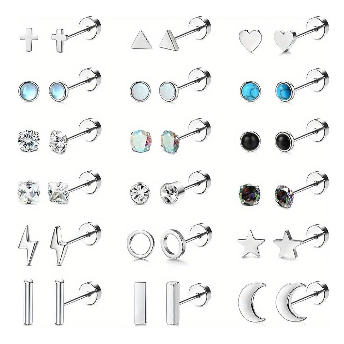 Stainless Steel Zircon Stud Earrings — Swuffy