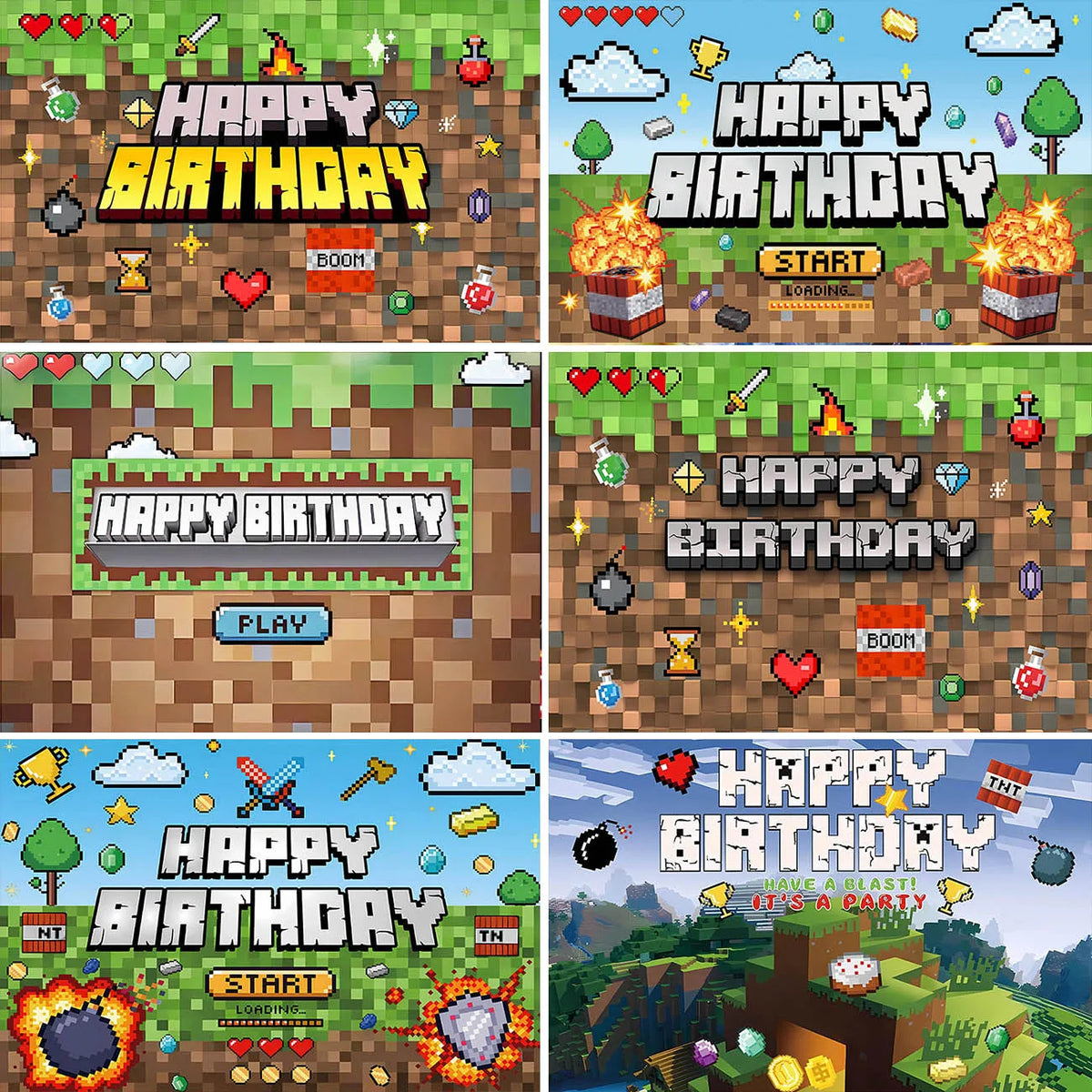 Pixel Game Happy Birthday Decorations — Swuffy