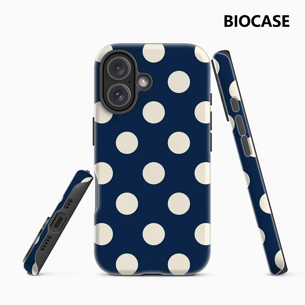 Dark Blue Polka Dots Iphone — Swuffy
