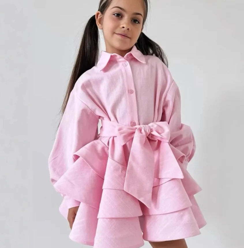Nuvora Russian Girls Linen Ruffled Princess Dress Temperament — Nuvora