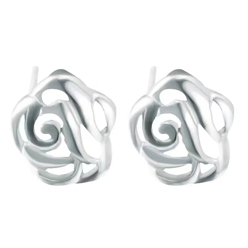 Sterling Silver Roses Brincos Stud — Swuffy