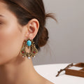 Vintage Gold Drop Earrings Turquoise — Swuffy