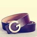Brand Belt Smooth Buckle Leather — Swuffy