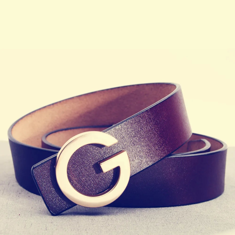 Brand Belt Smooth Buckle Leather — Swuffy