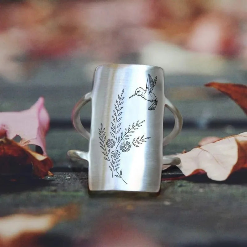 Vintage Bohemian Hummingbird Ring Handcrafted — Swuffy