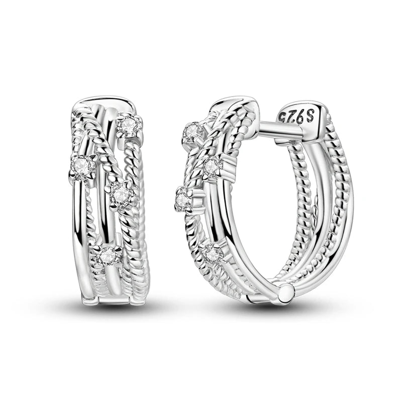 Sterling Silver Earrings Sparkling Layered — Swuffy