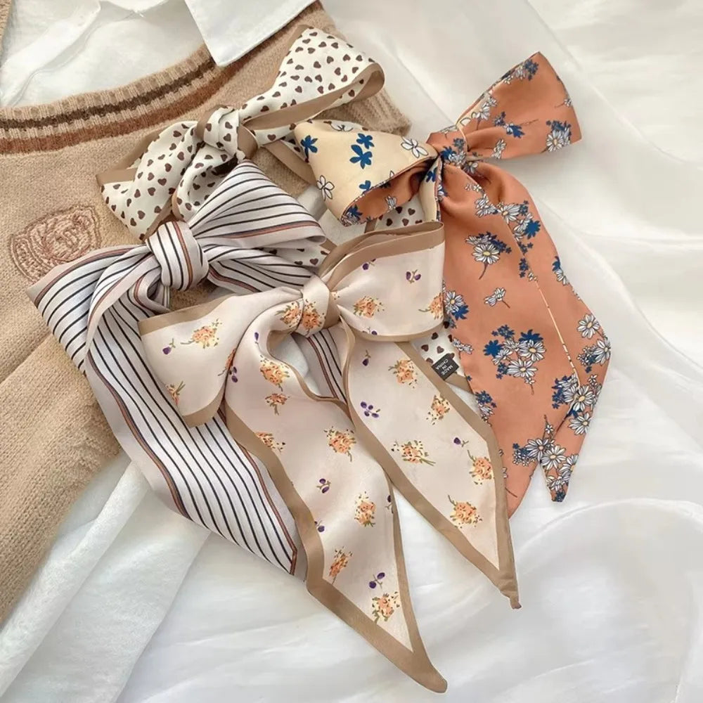 Silk Feel Skinny Silk Scarf — Swuffy