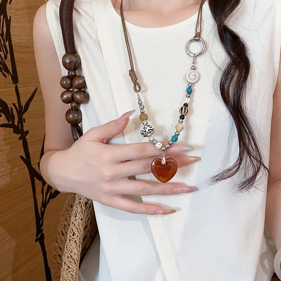 Ethnic Glaze Heart Pendant Necklaces — Swuffy