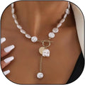 Natural Pearl Pendant Necklace Adjustable — Swuffy