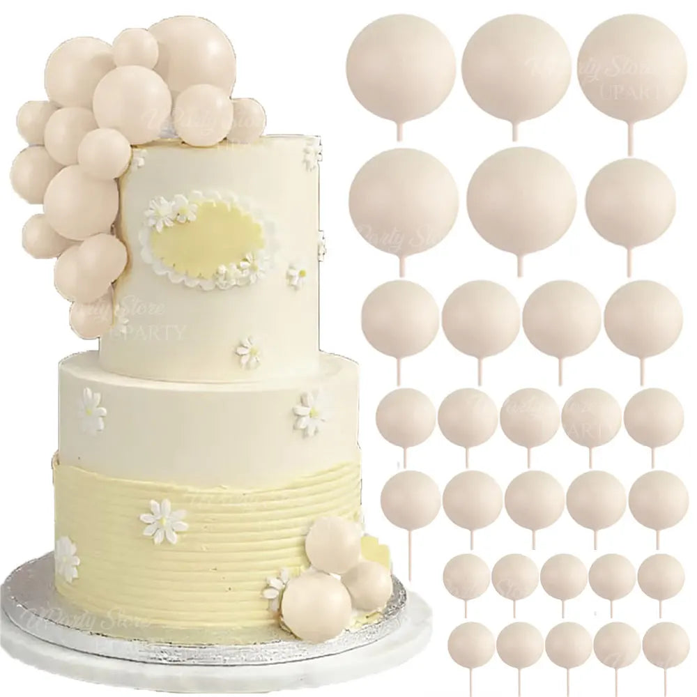Beige Balls Cake Toppers Foam — Swuffy