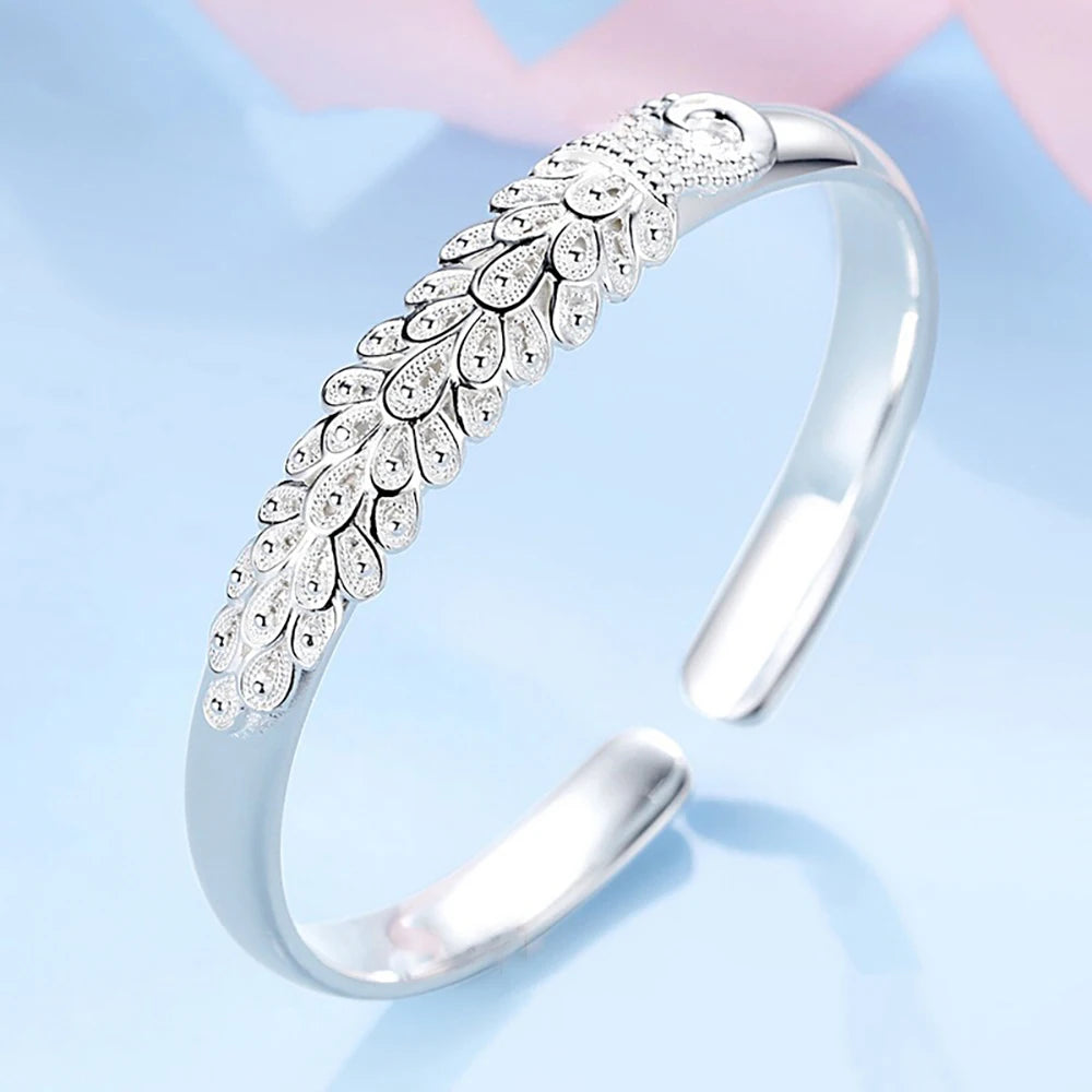 Silver Peacock Cuff Bracelet — Swuffy