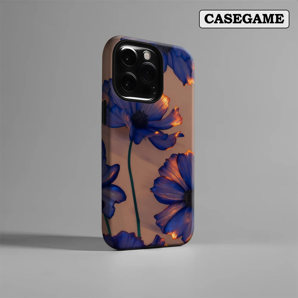 Blue Flowers Golden Accents Iphone — Swuffy