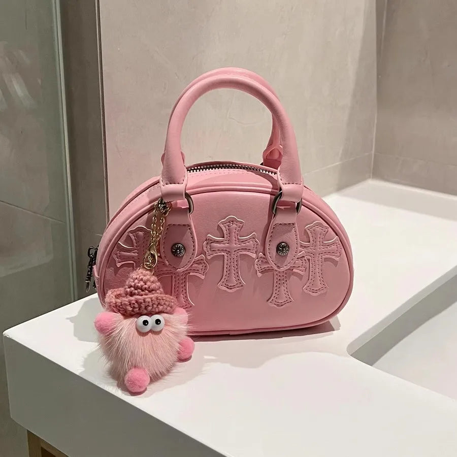 Pink Bowling Bag Trendy Crossbody — Swuffy
