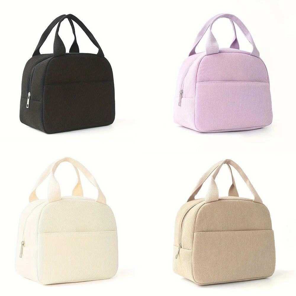 Solid Corduroy Insulated Lunch Bag — Swuffy