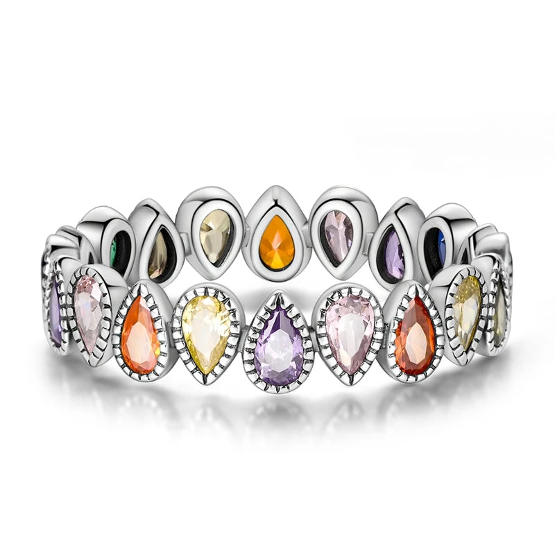 Sterling Silver Rainbow Waterdrop Ring — Swuffy