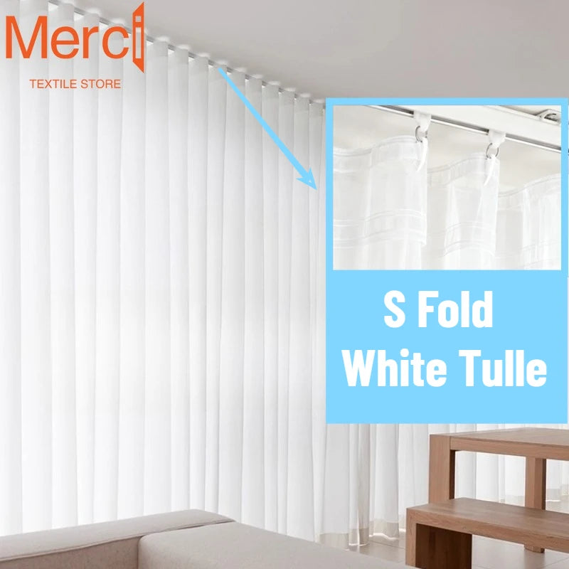 Fold White Tulle Wavy Curtains — Swuffy