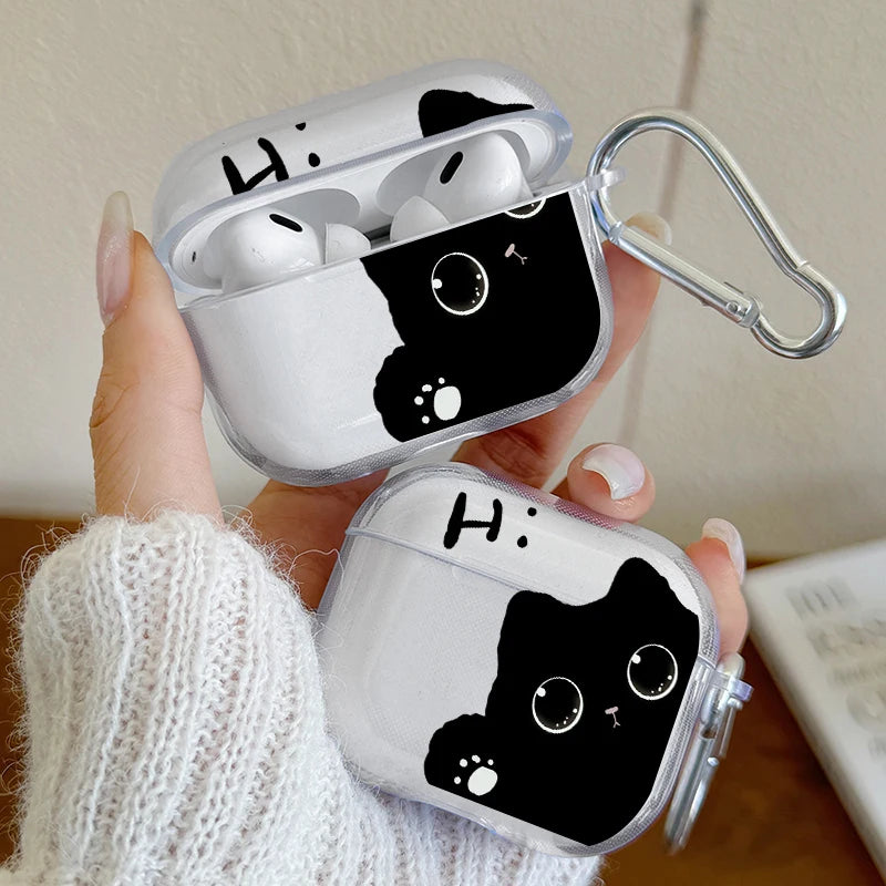 Black Cat Pattern Shockproof Earphone — Swuffy