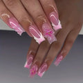 Flower French Fake Nails Pink — Swuffy