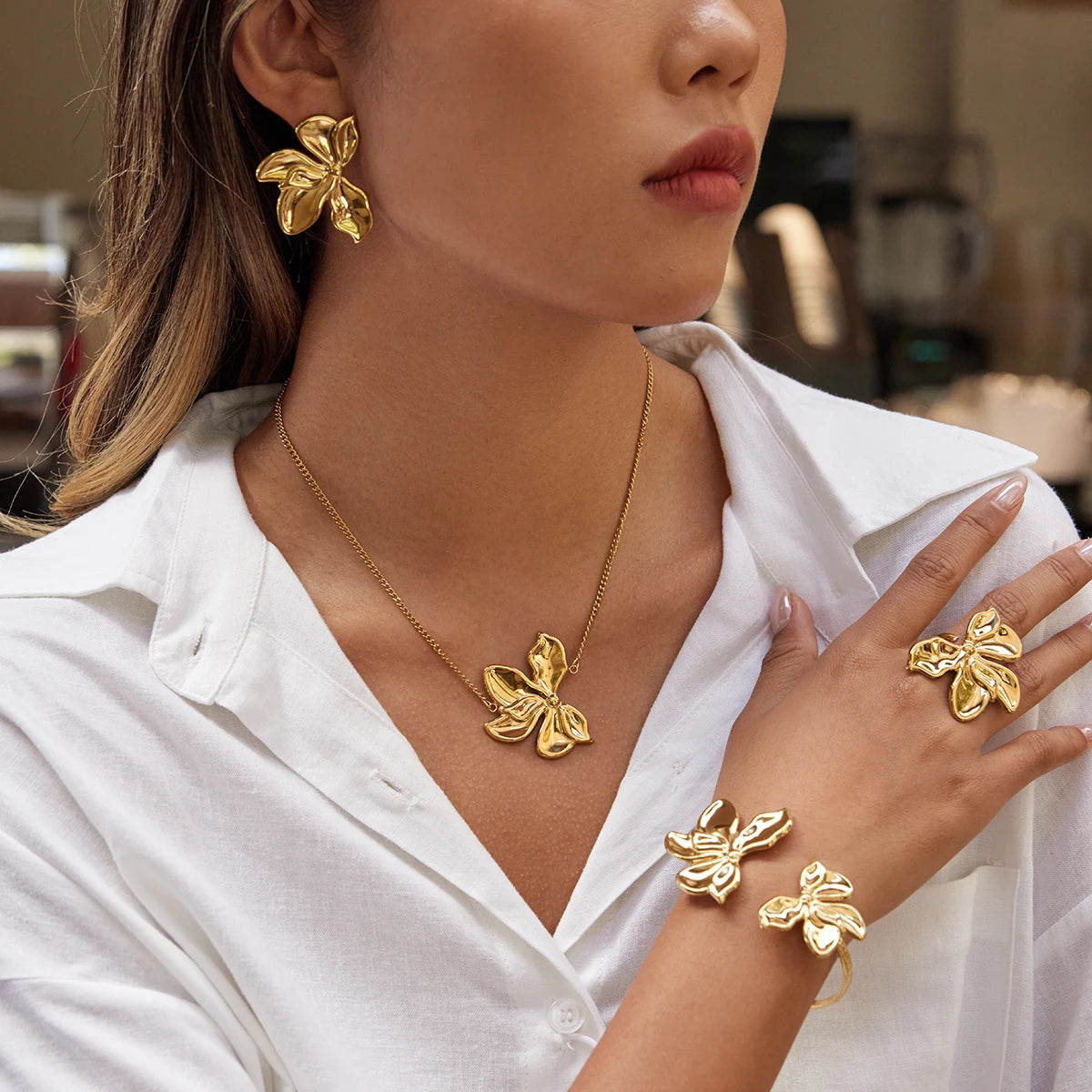 Uworld Gold Flower Bracelets Ring — Swuffy