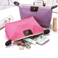 Striped Waterproof Makeup Pouch Travel — Swuffy