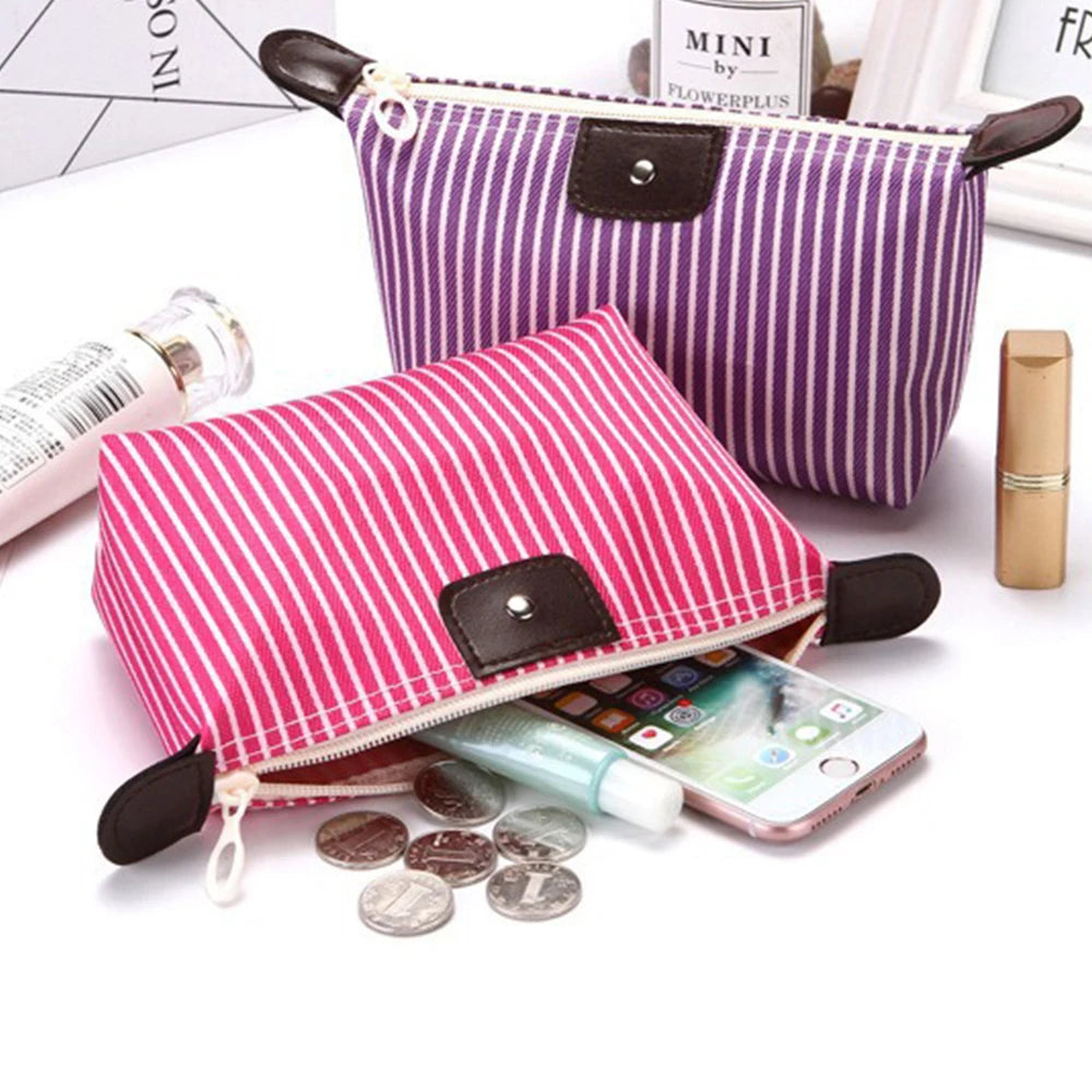 Striped Waterproof Makeup Pouch Travel — Swuffy