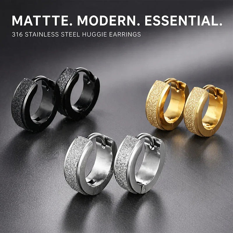 Textured Hoop Earrings Hypoallergenic Medical — Swuffy