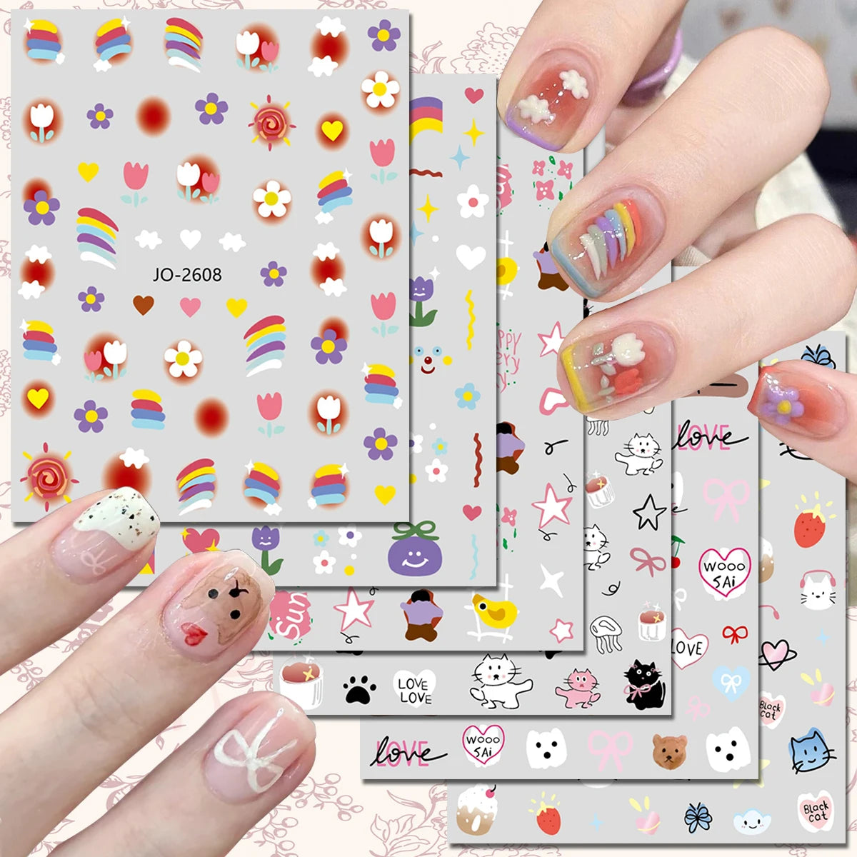 Sheets Cartoon Nail Art Stickers — Swuffy