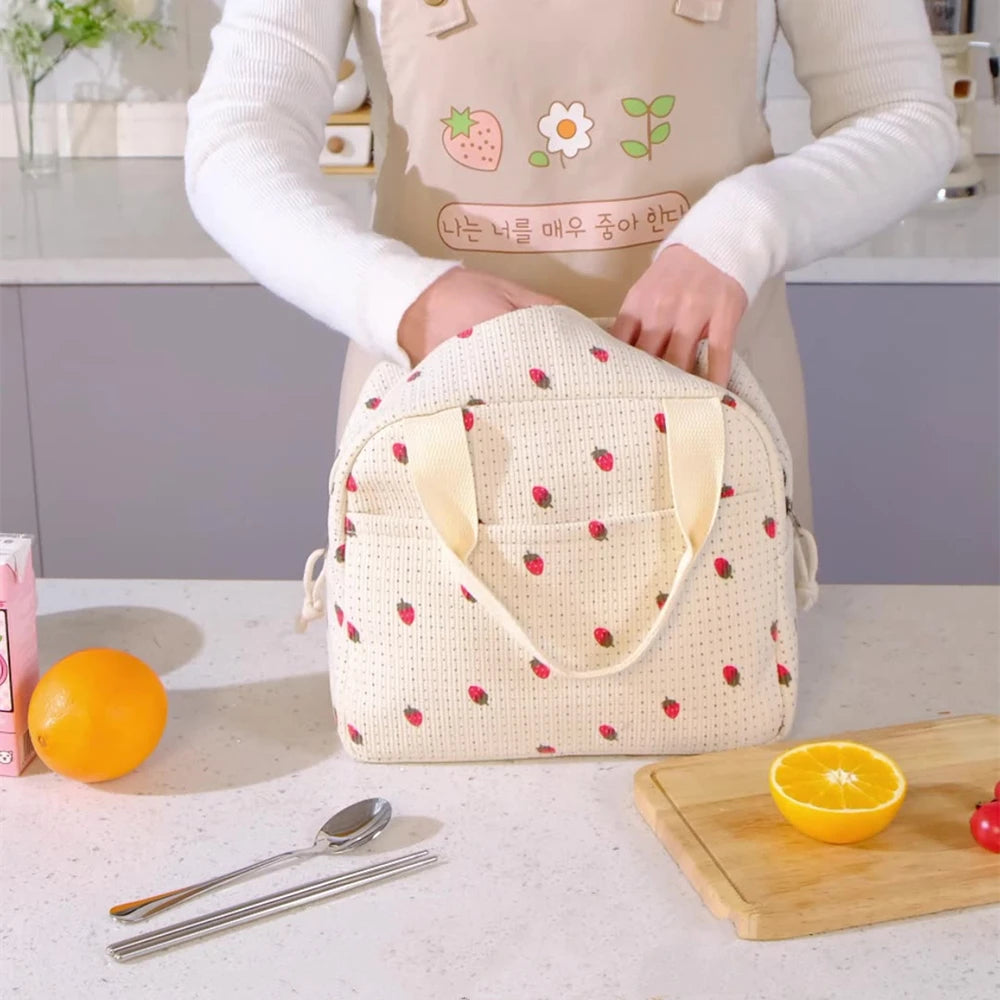 Floral Corduroy Lunch Bag Printed — Swuffy