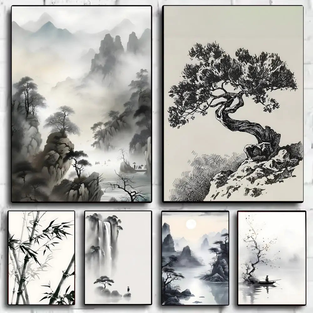 Simple Landscape Ink Painting Poster — Swuffy