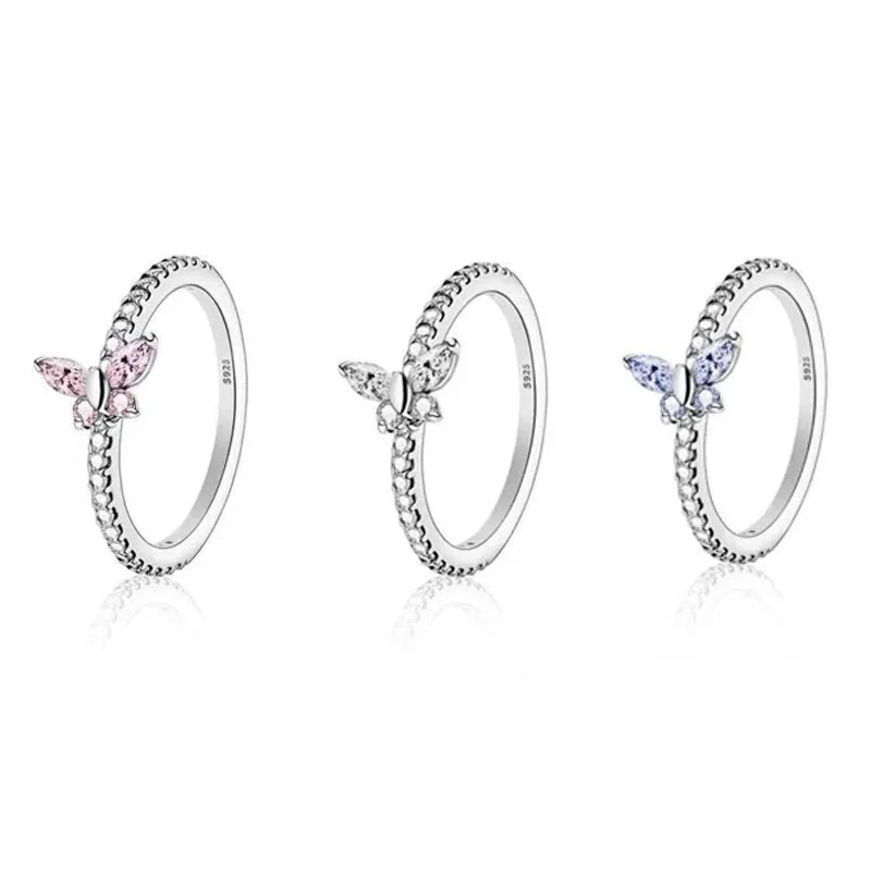 Sterling Silver Rings Sparkling Butterfly — Swuffy