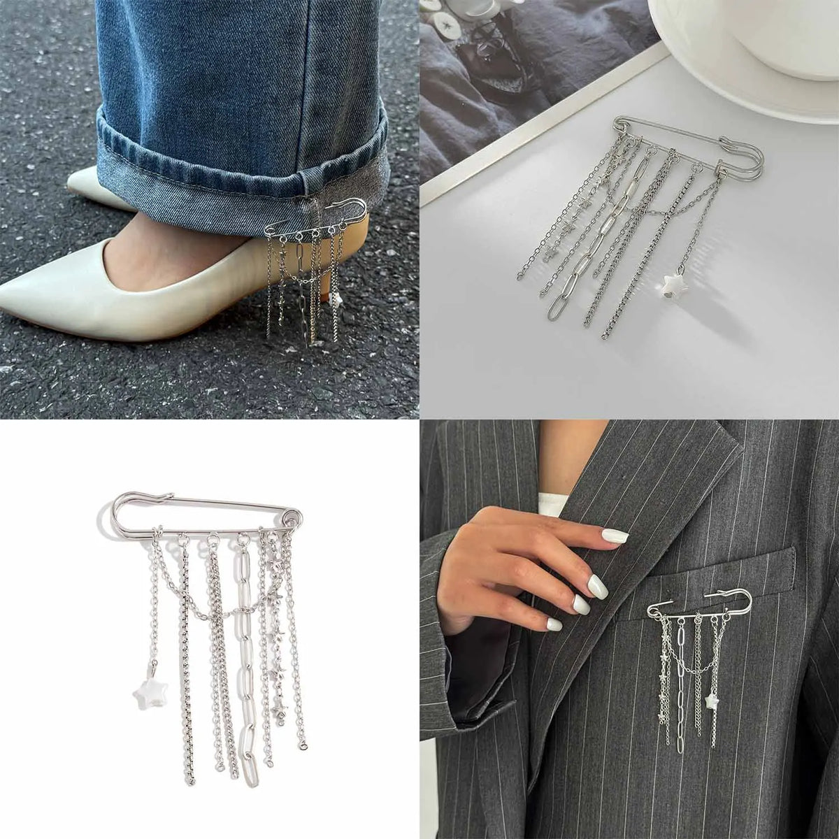 Ins Metal Chain Tassel Pin — Swuffy