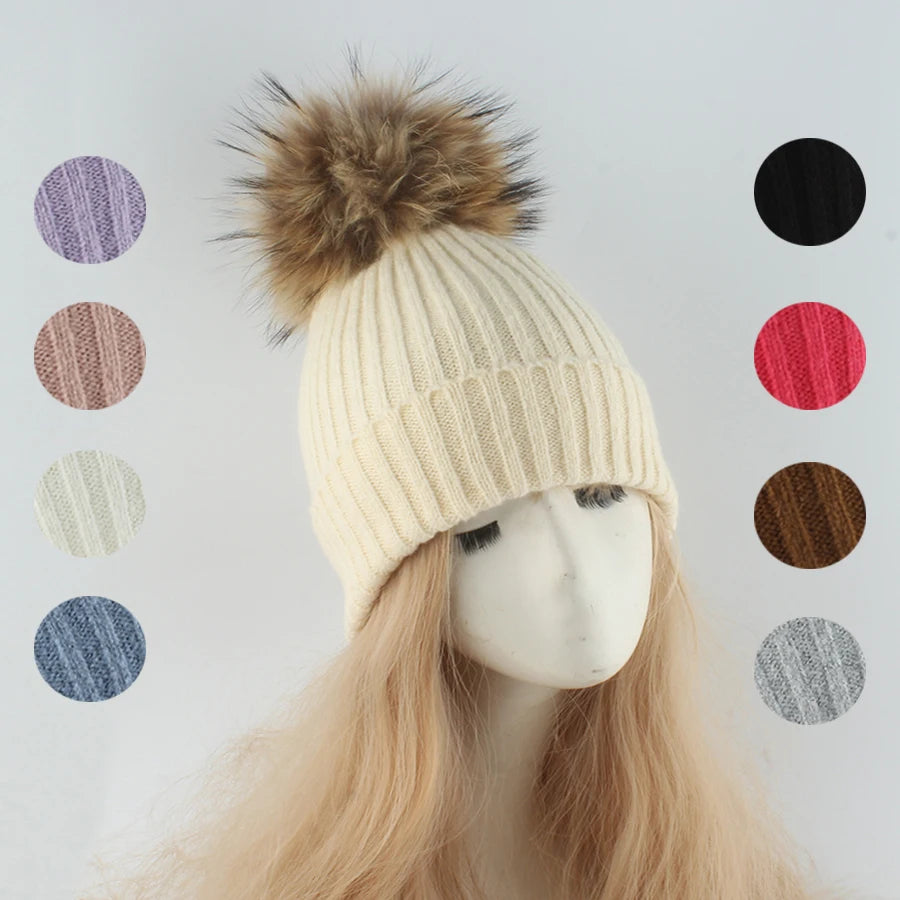 Real Raccoon Fur Pompom Hat — Swuffy