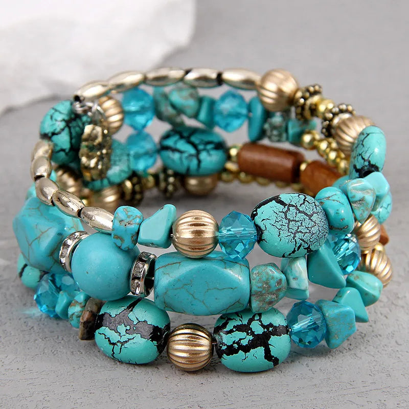 Bohemia Ethnic Turquoise Multilayer Bangles — Swuffy