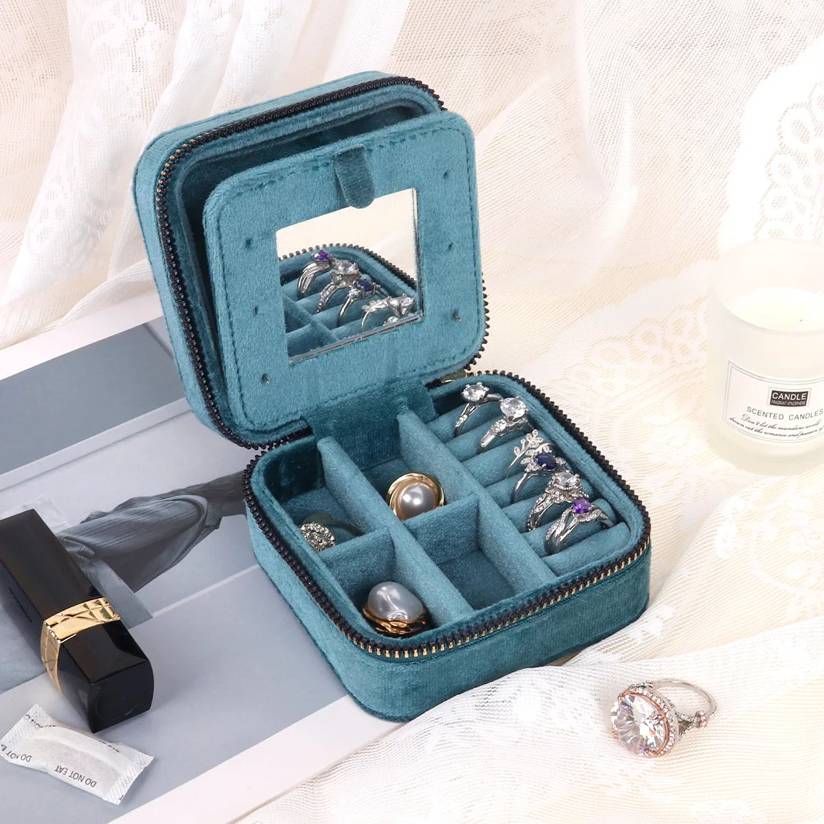 Velvet Jewelry Box with Mirror — Swuffy